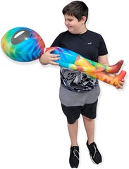 36″ Alien INFLATE (Vinyl) Galaxy/Rainbow/Tie Dye. Inflatable Large Alien Figures