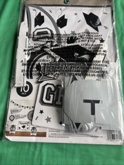 Silver/Blk Congrats Grad 10 Pc Room Decorating Kit School Spirit Graduation New