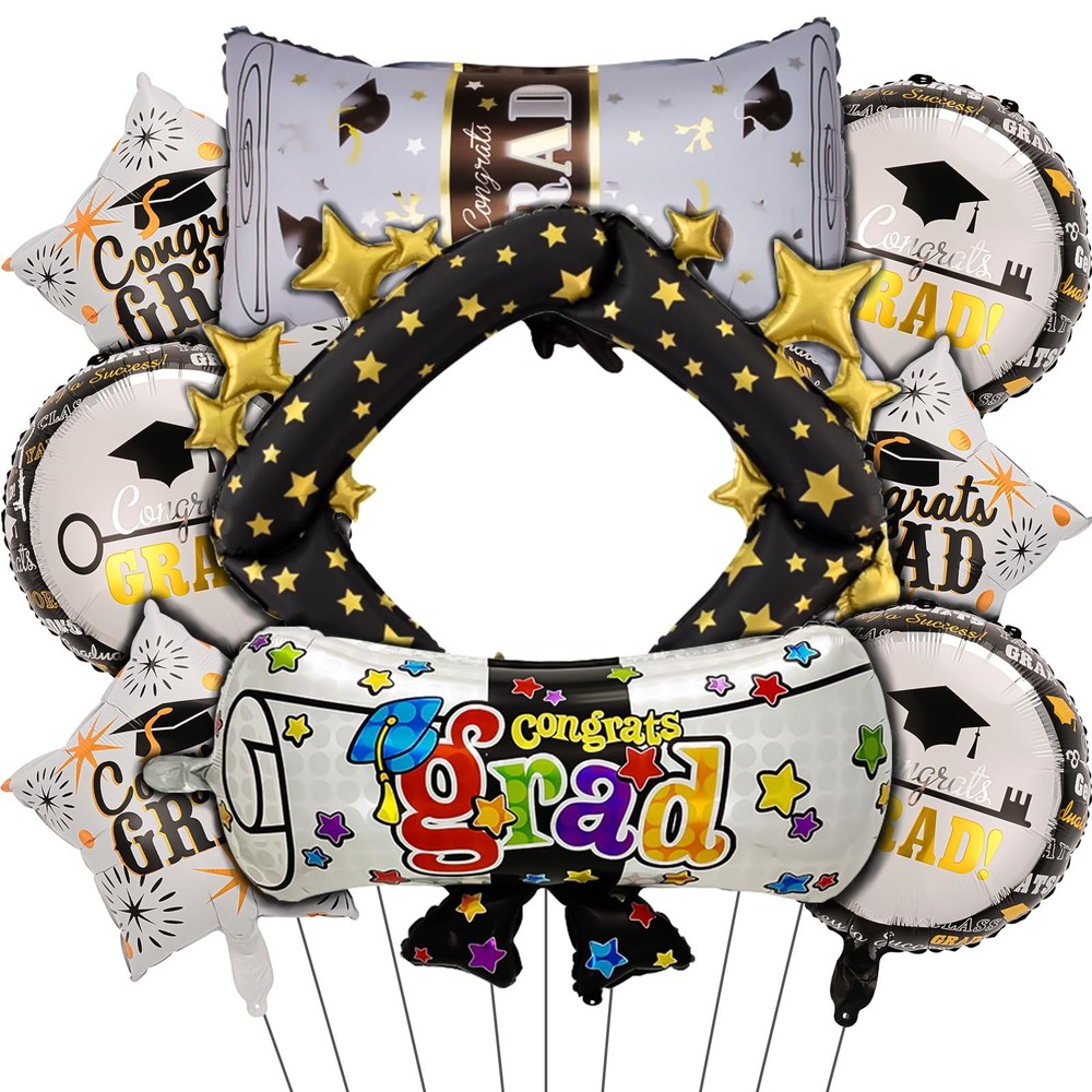 Congrats Grad Decorations, 9 PCS Graduation Balloons Picture Frame Certificat…
