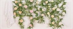 2Pcs 13Ft Artificial Eucalyptus Garlands with Flowers, Faux Floral Greenery