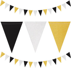 Navy Blue White Gold Party-Decorations – 2Pack Paper Pennant Triangle Flags Bann