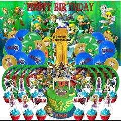 Zelda Happy Birthday Decoration Kit, 56 pieces, New – Free Shipping!