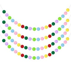 4pcs Pom Pom Garland 6.6 ft 20 Balls for Crafts Decor(Colourful)