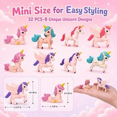 16 Pcs Unicorn Cake Toppers Miniature Unicorn Cupcake Toppers Tiny Flying Hor…