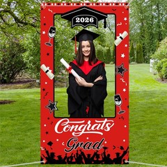 Graduation Decorations Class of 2026 Party Photo Booth Prop Red