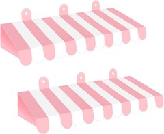 2-Piece Pink and White Circus Awnings – Perfect Kids’ Party Decorations