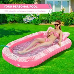Inflatable Tanning Pool Lounger Float with Cervical Pillow – Floats Adult for
