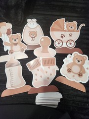 12 Piece Brown Bear Baby Shower Table Decoration