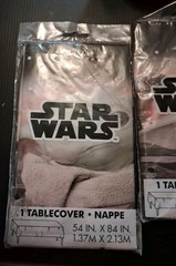 2 Star Wars The Mandalorian Plastic Table Covers 54″x84″ & a Baby Yoda Headband
