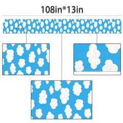 Linen Blue Sky White Cloud Table Runner Boy Girl Baby Shower Happy 13″ x 108″