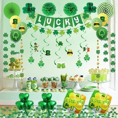 103 PCS St. Patrick’s Day Decorations Kit Party Supplies Set, Shamrock Green