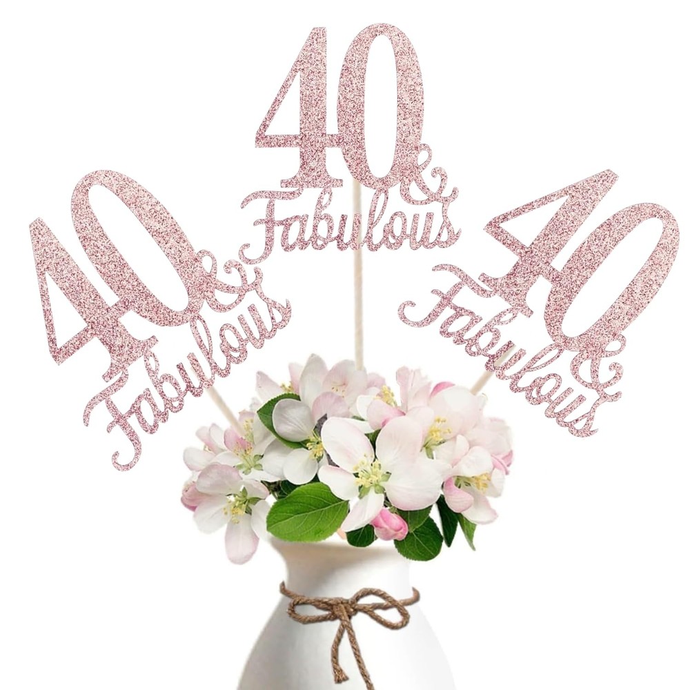 10 PCS Double Sided Rose Gold Glitter Fabulous 40th Birthday Centerpieces
