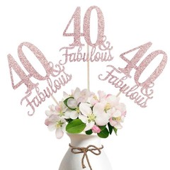 10 PCS Double Sided Rose Gold Glitter Fabulous 40th Birthday Centerpieces