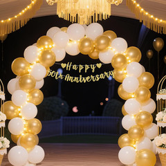 2Pcs Happy 50Th Anniversary Banner, Pre-Strung Glitter Gold 50Th Wedding Anniver
