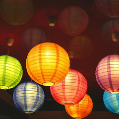 20PCS Colorful Paper Lanterns with Lights, Hanging Chinese Paper Lanterns for Pa