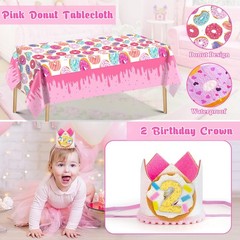 2nd Birthday Party Decorations – ‘TWO’ Boxes, Donut Balloon Arch, Tablecloth, Cr
