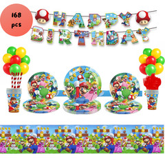 Super Mario 168pcs Party Decorations Set Kids Birthday Balloon Tableware Kit