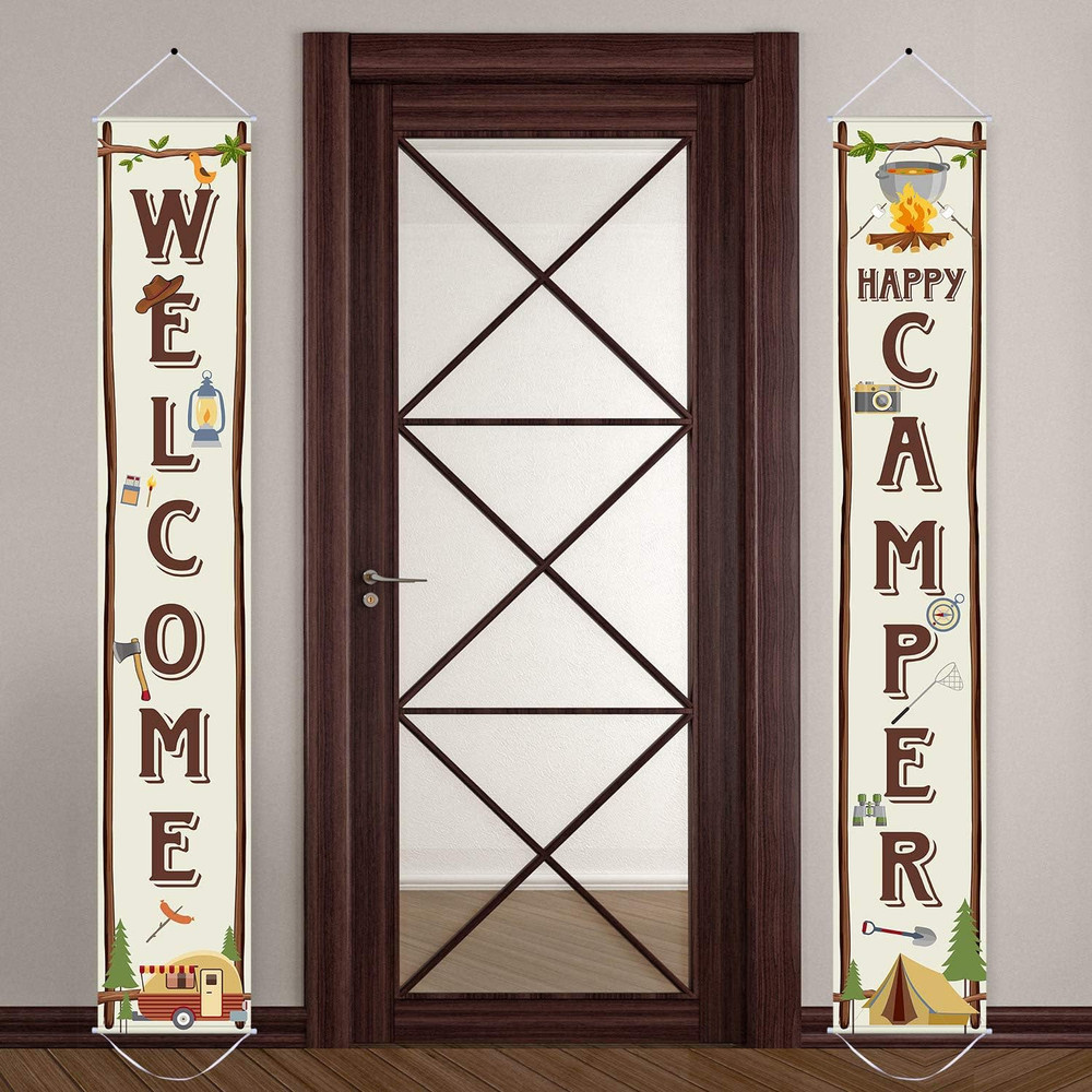 Camping Themed Party Decorations, Camping Party Banner Welcome Porch Sign for…