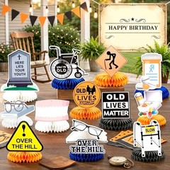 Over The Hill Birthday Decorations – 40th & 50th Honeycomb Centerpieces, Gag Gif