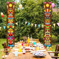 Cheerful Tiki Luau Banner Set – 2 Banners, 71″L x 12″W for Tropical Celebrations