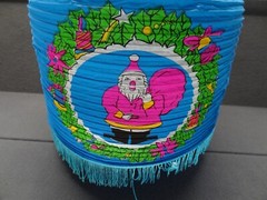 VTG Holiday Chinese Paper Lantern Santa Hanging Fringe Lamp Shade Christmas 70s