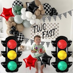 Race Car Party Decorations Set – Includes Traffic Light Balloons, Checkered B…