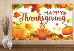 6 X 3.6ft Large Happy Thanksgiving Banner Backdrop Decoration, Autumn Fall Pu…