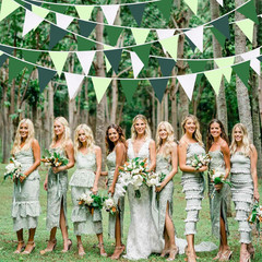 32Ft Gradient Green Banner Party Decorations Green Triangle Flag Fabric Banner P