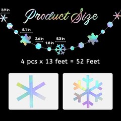 52 Ft Garland Decorations Kit, Holographic Twinkle Little Garlands Snowflake