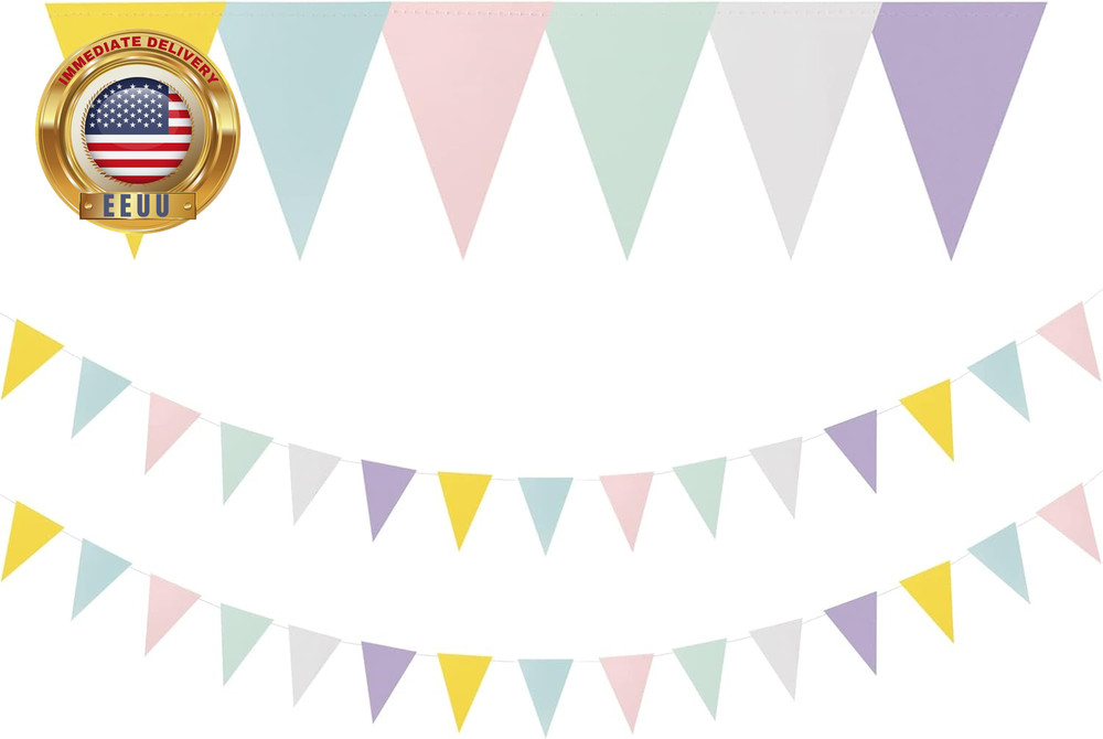 Pastel-Rainbow Party-Decorations Banner,2 Pack Baby Shower Decorations for Girl