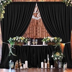 10 ft x 8 ft Wrinkle Black Backdrop Curtain for Parties, Polyester Black Photo