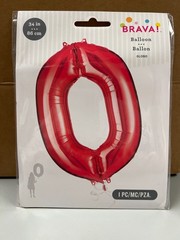 BRAVA! Letter “O” or # “0” Single PC 34” Foil Balloon – Red