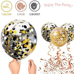 Black Gold Confetti Balloons 50 pack – 12 Inch Gold White and Black Confetti …