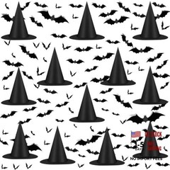 12pcs Halloween Black Witch Hat with 157 FT Nylon Cord &120pcs Bat Sticker
