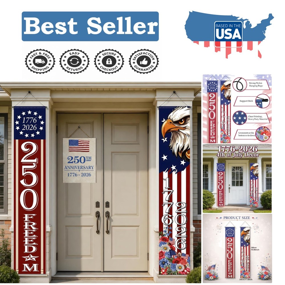 Giant 250th Anniversary Patriotic Banner – Celebrate Freedom Outdoors!