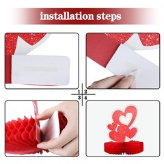 8 Pieces Red Heart Paper Table Centerpieces for Celebrate Valentine’s Day, Ta…