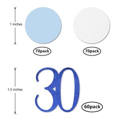 Blue Glitter 30 Confetti Number Anniversary Party Table Decoration 200 PCS