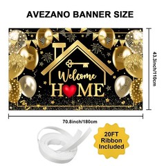 Avezano Welcome Home Banner Black and Gold Welcome Home Decorations Backdrop …