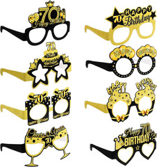 8 Pcs 70Th Birthday Party Eyeglasses, Funny Photo Booth Props Paper Sunglasses f