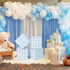 6 Pcs Blue Gingham Party Decoration Boxes 12 Inch Plaid Boxes for Centerpiece…