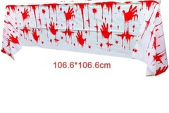 Bloodstained Tablecloth with Blood Handprint, Waterproof Plastic