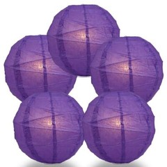 BULK PACK (5) 8″ Royal Purple Round Paper Lantern, Crisscross Ribbing, Chinese H