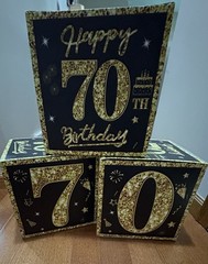 70Th Birthday Decorations Boxes – 3PCS Black Gold Happy 70Th Birthday