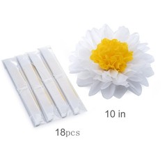 18-Pack 10 inch White Tissue Pom Poms Daisy Flower Party Backdrop Decor