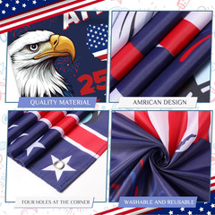 250th American Birthday Banner, 3.6×6 Ft Independence Day Backdrop Decor
