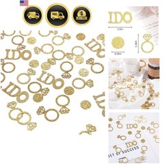 Gold Wedding Table Confetti,Glitter Paper Diamond Ring Confetti, I Do Engagem…
