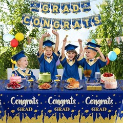 123 Pcs Blue Gold Graduation Decorations 2026 Set – Tablecloth, Plates, Cups, Ba