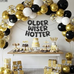 KatchOn, Older Wiser Hotter Birthday Decorations – Pack Of 51 | Black Happy B…