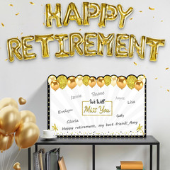 Happy Retirement Party Decorations Card for Men Women, Black Gold Large Retireme