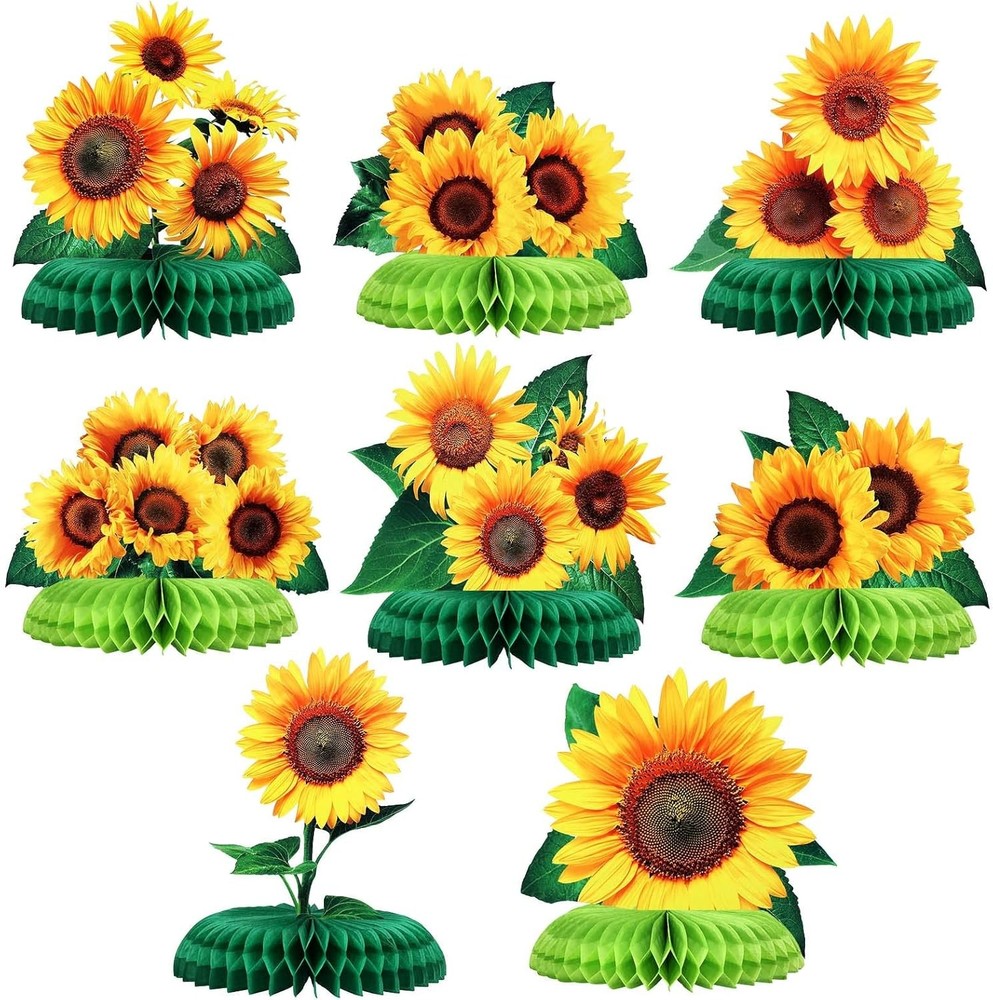 8 Pieces Sunflower Party Honeycomb Centerpieces Table Decorations Sunflower Supp